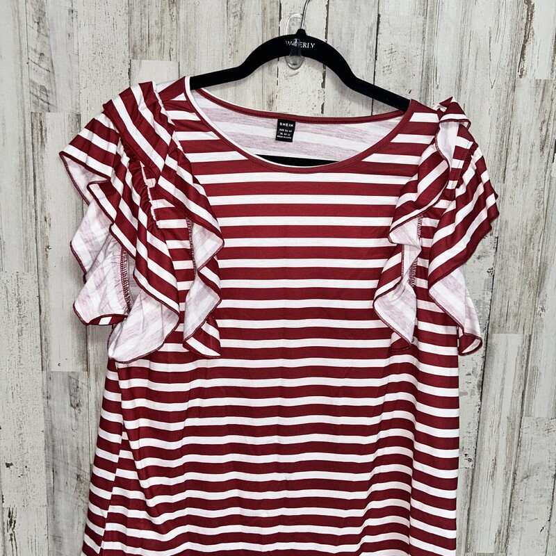 XL Red Stripe Ruffled Top, Red, Size: Ladies XL