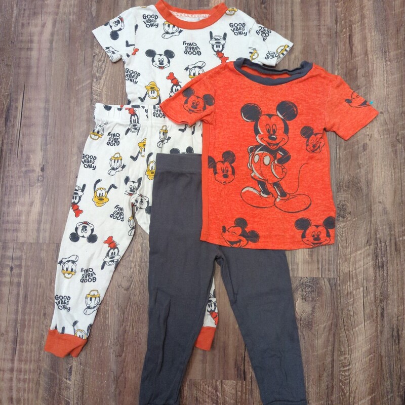 Mickey Print 4pc PJ, Red, Size: 4 Toddler