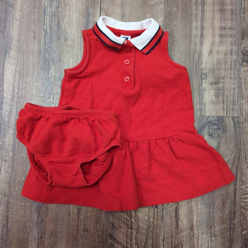 Janie+Jack 2pc Polo Dress, Red, Size: Baby 6-12M
