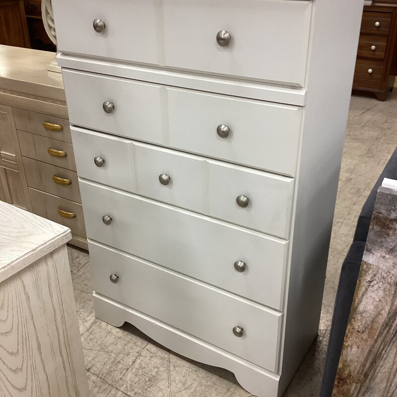 White Tall Boy Chest, White, 5 Drawer
50in tall x 32in wide x 16in deep