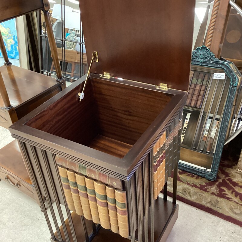 Sq Book Holder On Wheels, Dk Wood, 4 Sided
19in wide x 19in deep x 32in tall