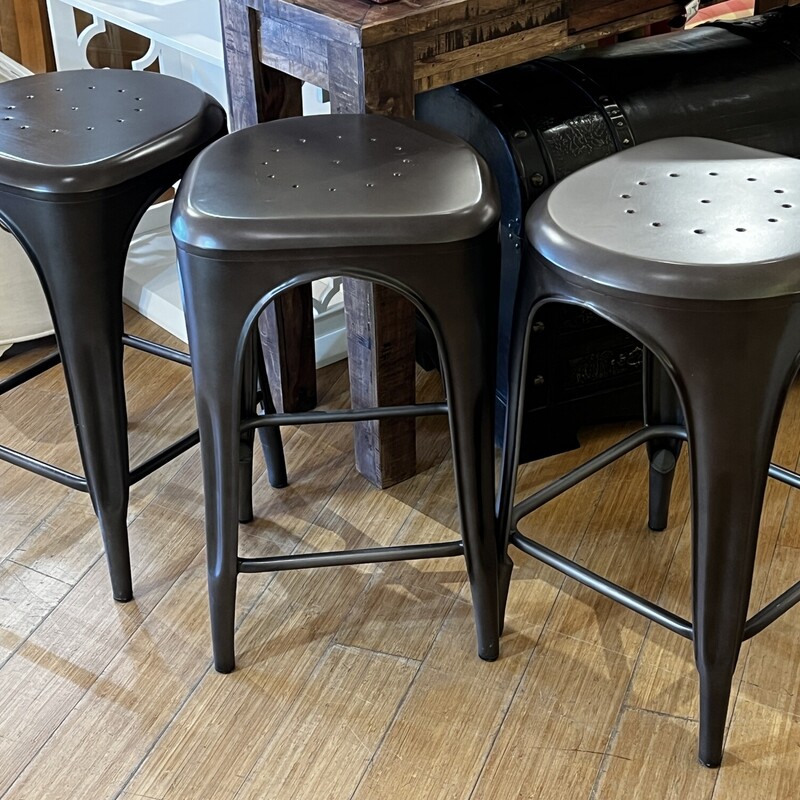 Set of 3 Metal Counter Height, Stools