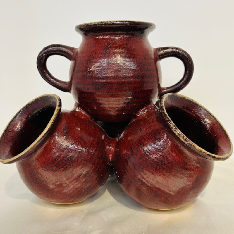 Stacked Pottery Pots
 Red, Size: 12x9H