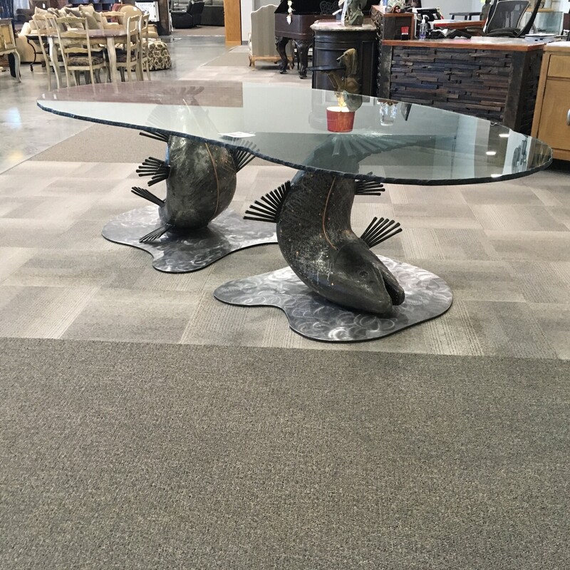 Steel Salmon Glass Table
