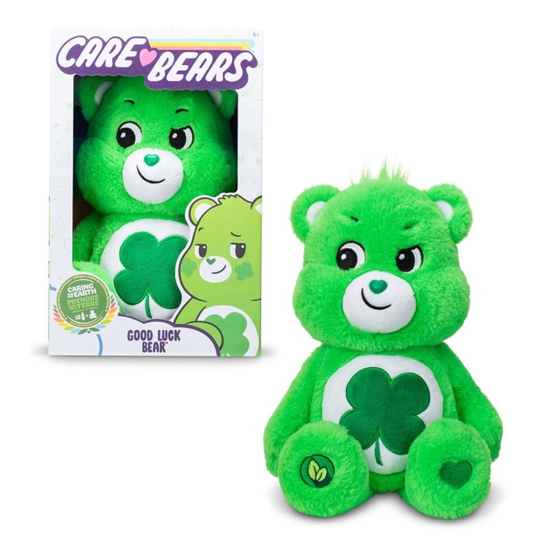 SOFT HUGGABLE MATERIAL - Good Luck Bear is 9 inches in size and comes in a soft huggable material, ready for unlimited bear hugs.
UNIQUE BELLY BADGE - The four-leaf clover on Good Luck’s belly badge lets us know that when he’s nearby, there’s plenty of luck to go around!
COLLECT THEM ALL - Collect all 6 of the Care Bears 9 Bean Plush today!
AGE - Recommended Age: 4+