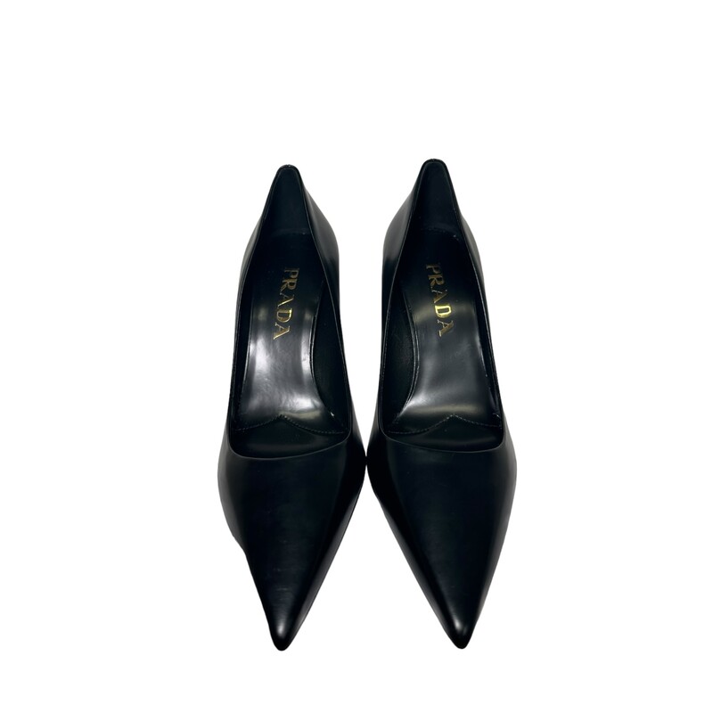 Prada Plain Pin Heels, Black, Size: 35.5