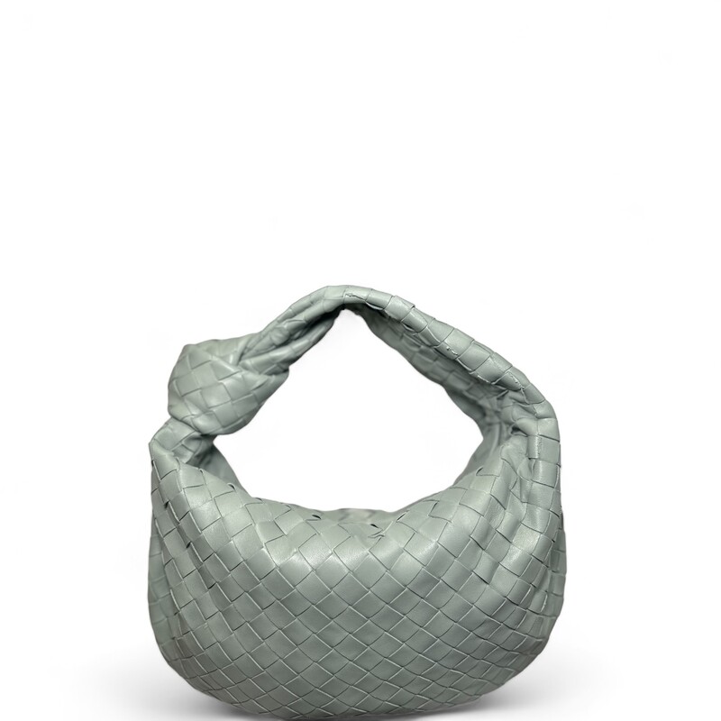 Bottega Veneta Jodie Teen New Sauge

Dimensions:
Approximately 13in x 9.75in x 2.5in with a drop of 4in.

Shoulder bag in lambskin leather with soft rounded shape and signature knot made using Intrecciato Craftsmanship.

Date Code: B10246635Y