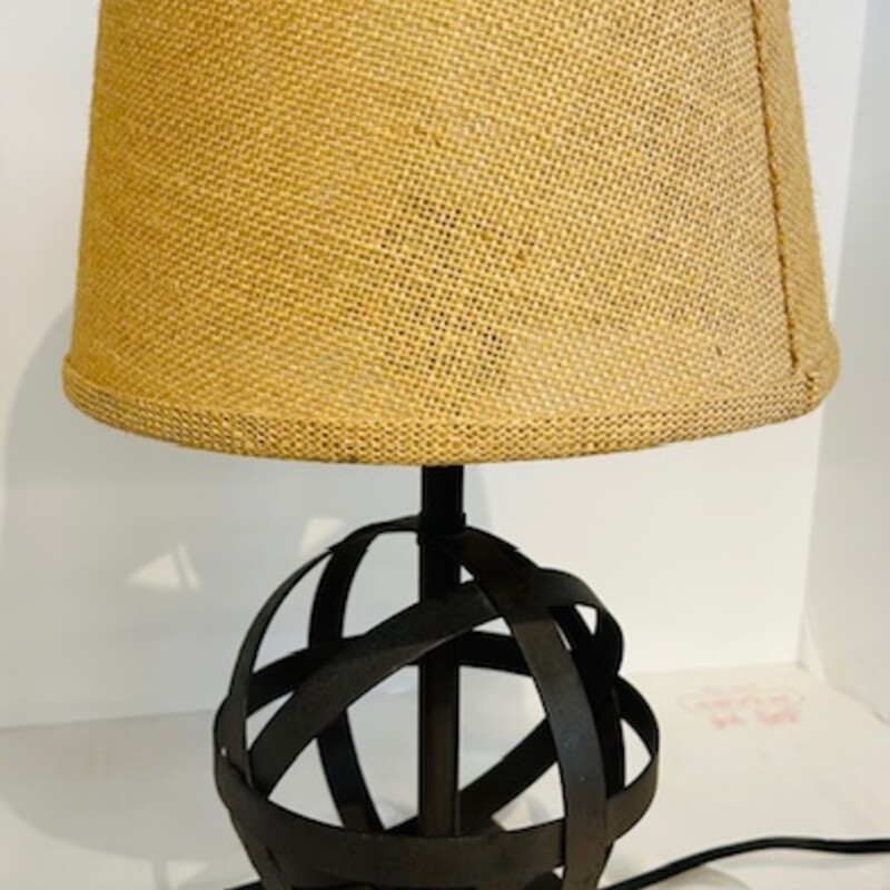 Metal Open Sphere Burlap Lamp
Brown Tan
Size: 9.5x16.5H