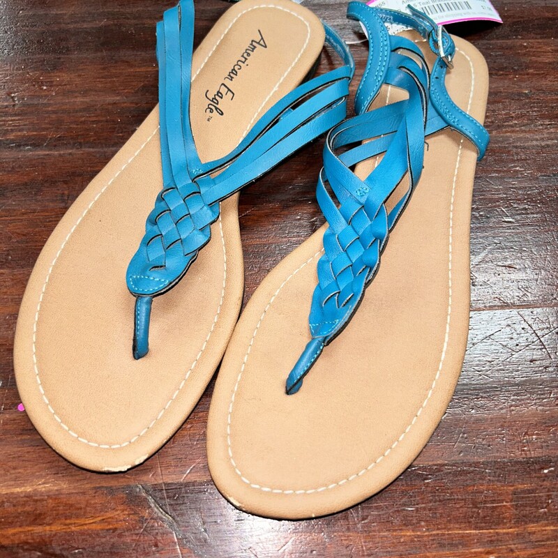 A8.5 Teal Braided Sandals, Teal, Size: Shoes A8.5