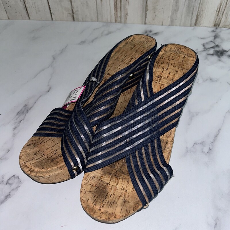 A9 Navy Mesh Strap Wedges