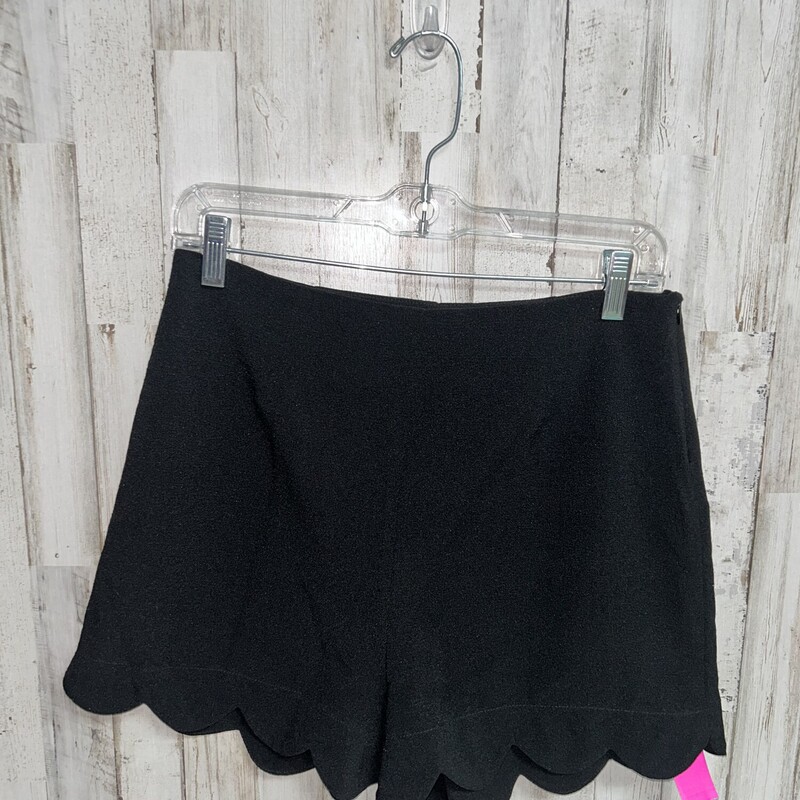 L Black Ruffle Cut Shorts, Black, Size: Ladies L