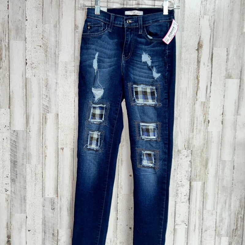 Sz5 Flannel Ripped Jeans, Blue, Size: Ladies S