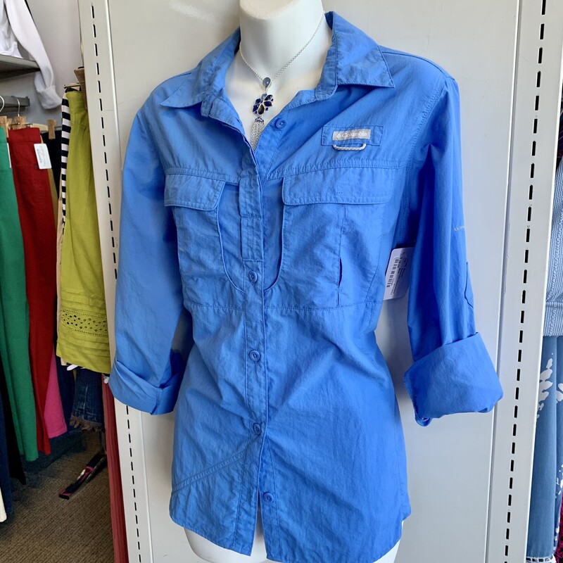 Columbia Omnishield blouse,
Colour: Blue,
Size: Large,
Great hiking shirt
