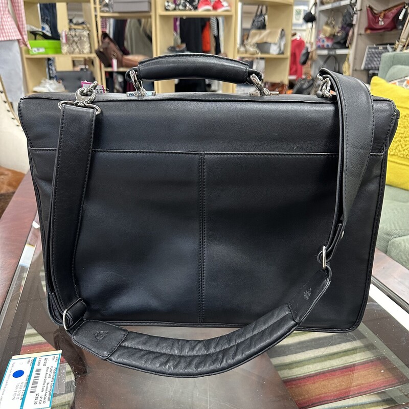 Gorgeous Bosca Soft Leather Briefcase, Black and barely used. Retails for over $700!<br />
Size: 17x12