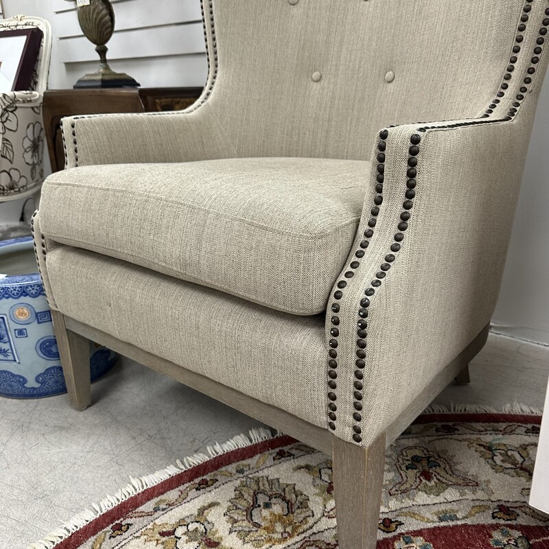 Wingback Nail Trim Chair, Beige<br />
Size: 21x46