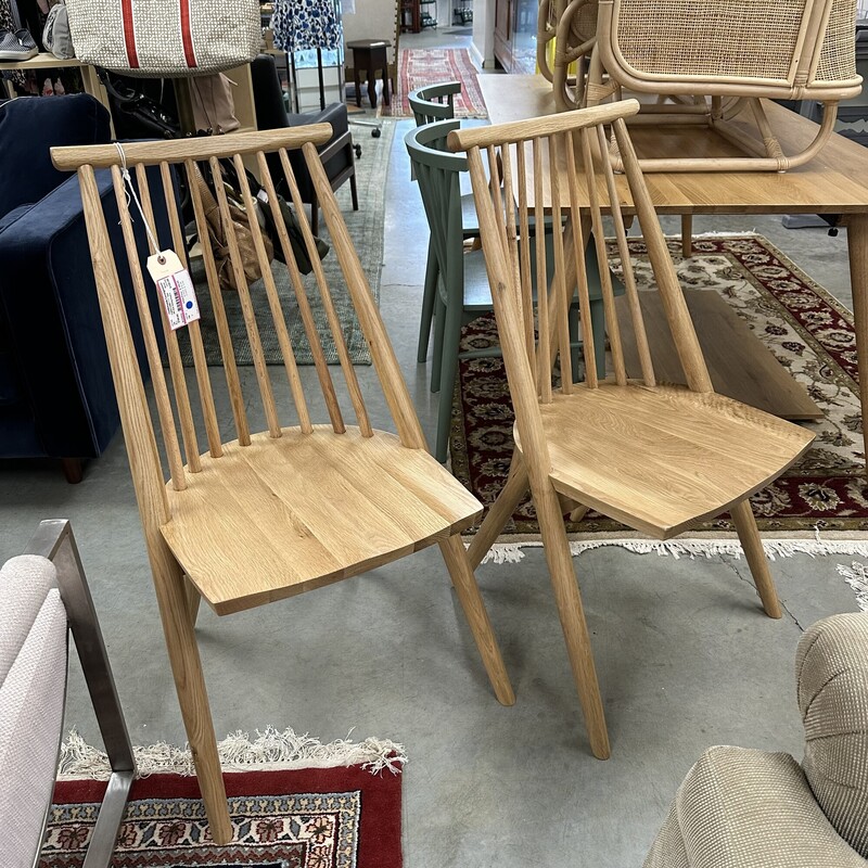 Two Oak Dining Chairs, sold together as a PAIR.