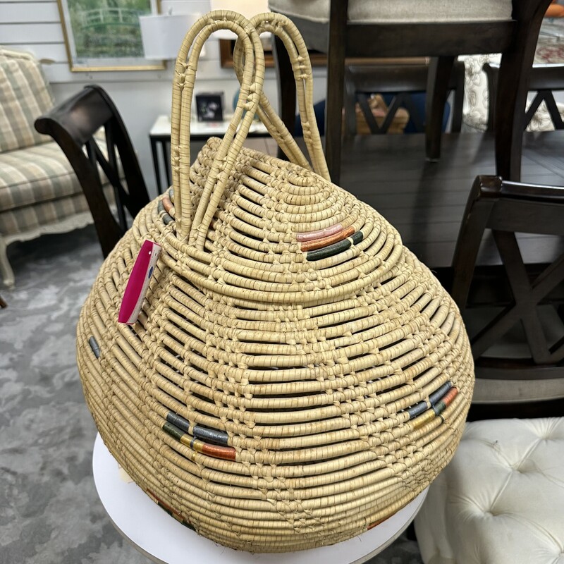 Vtg Woven Basket + Cover