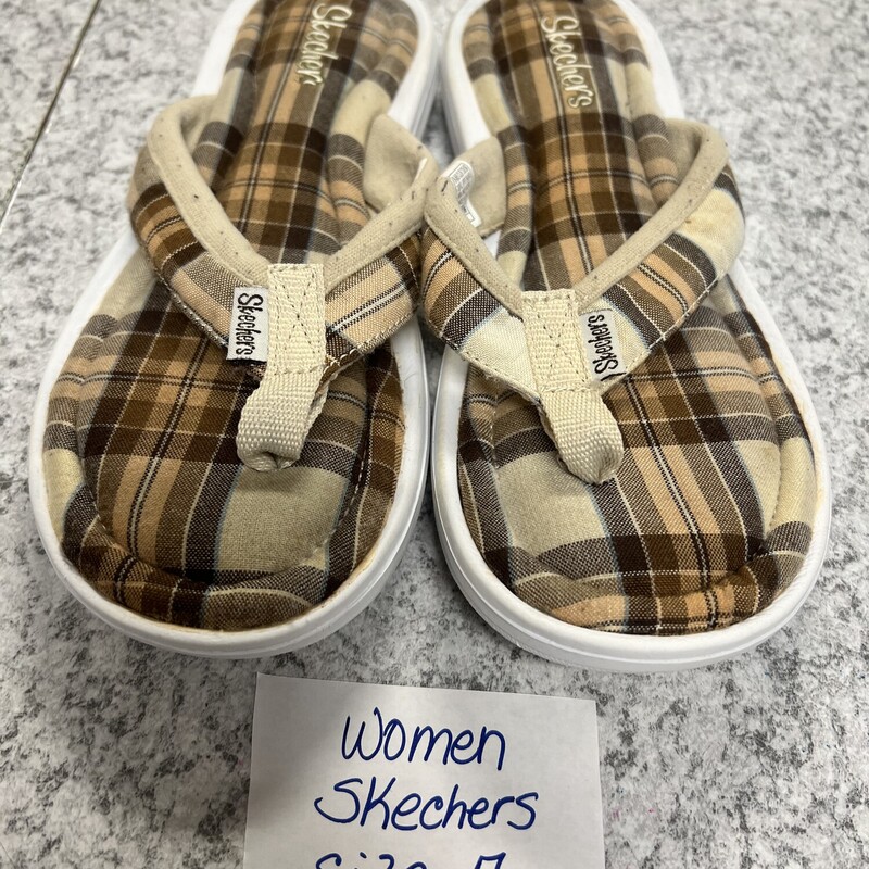 Skechers Flip Flops, Wht/pld, Size: 7