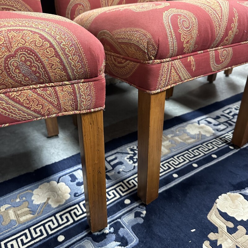 Pair Calico Corner Parsons Chairs, Red/Paisley Pattern; sold as a PAIR.