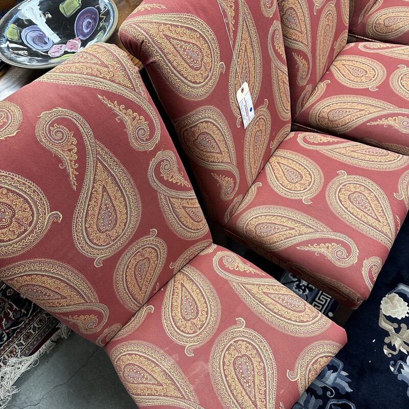 Pair Calico Corner Parsons Chairs, Red/Paisley Pattern; sold as a PAIR.