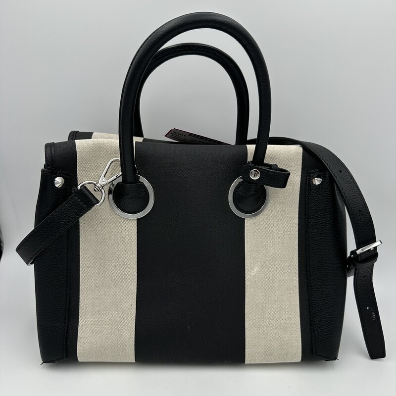 MCM Neo Mills Tote, Black and white stripes
MSRP: $1100
Size: 11x8x5