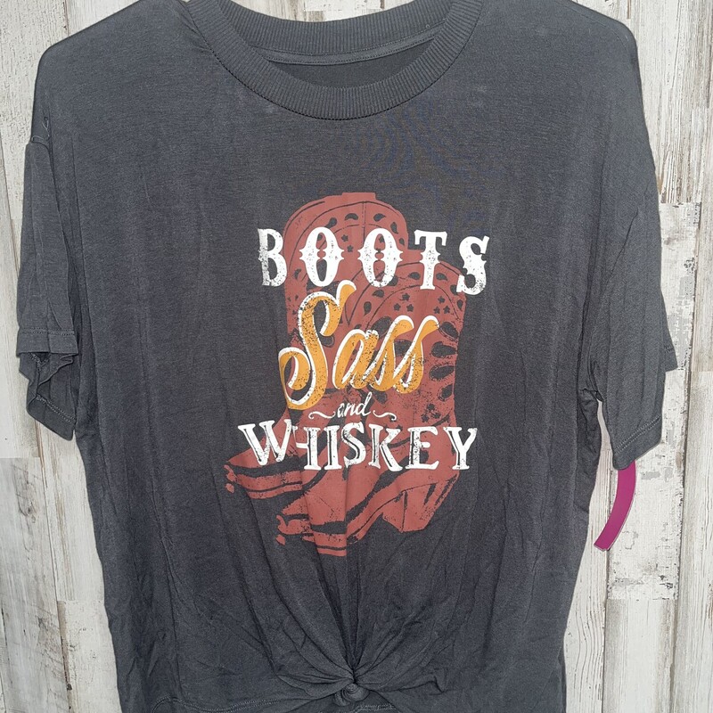 M Boots & Sass Knot Tee, Grey, Size: Ladies M