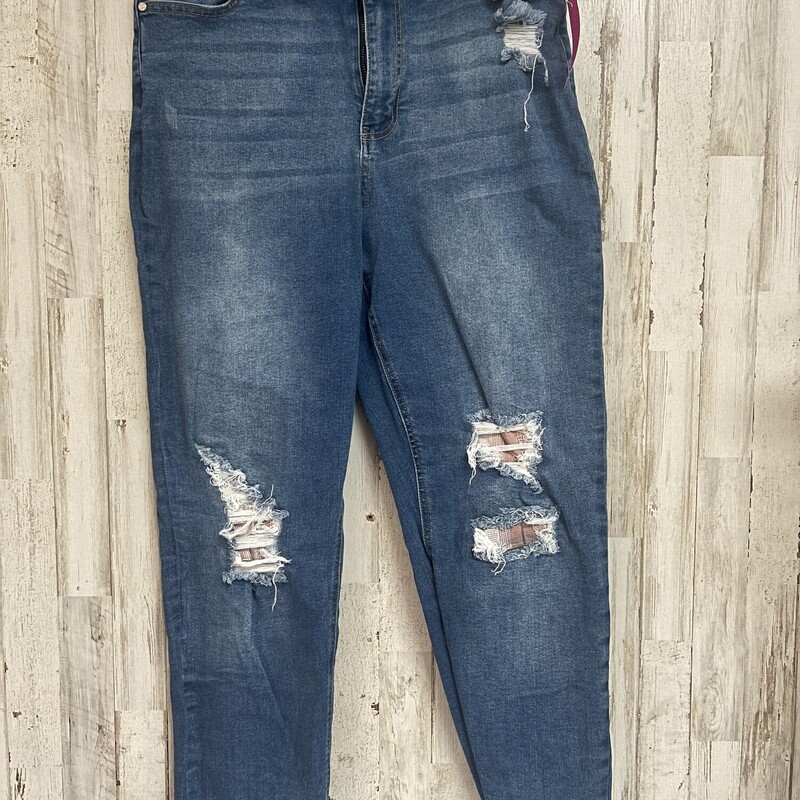 Sz14 Patch Distress Jeans, Blue, Size: Ladies XL