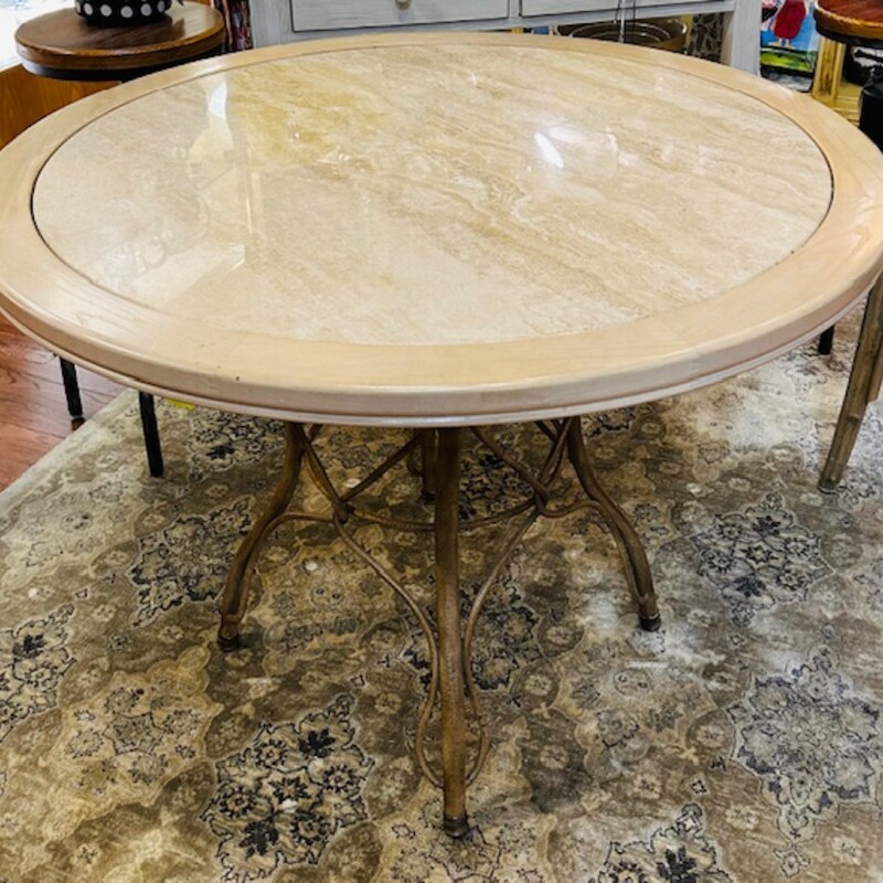 Drexel Marble Top Lacquered Dining Table
Tan Brown Size: 40 x 29.5H
