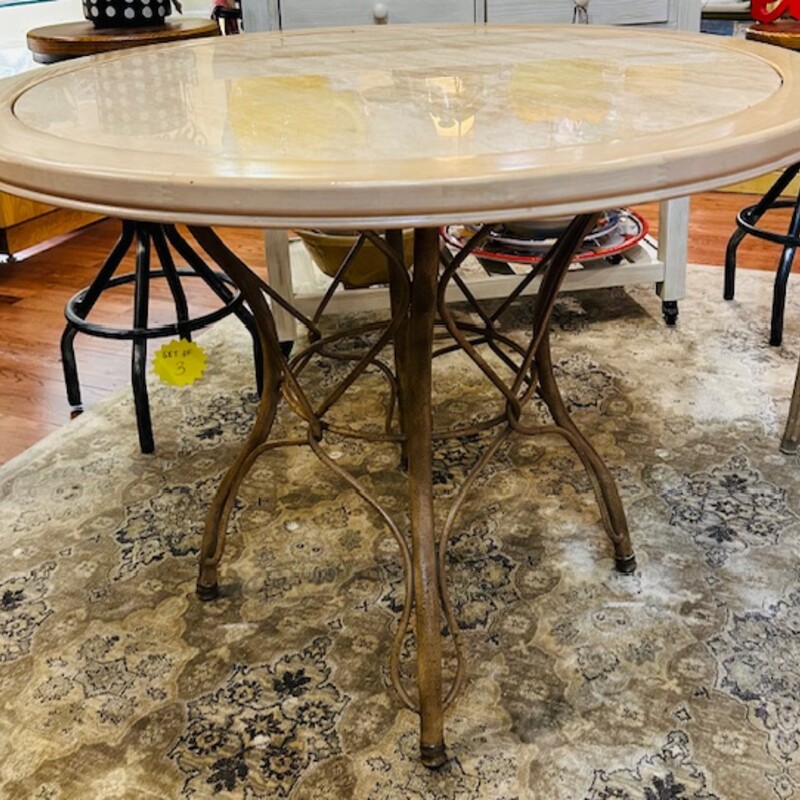 Drexel Marble Top Lacquered Dining Table
Tan Brown Size: 40 x 29.5H