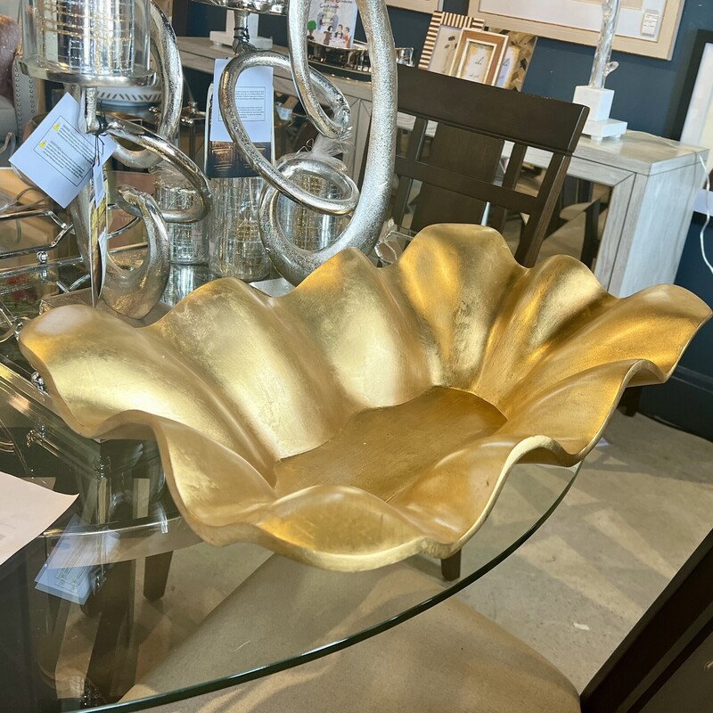 Gold Leaf Decorative Bowl, None, Size: None