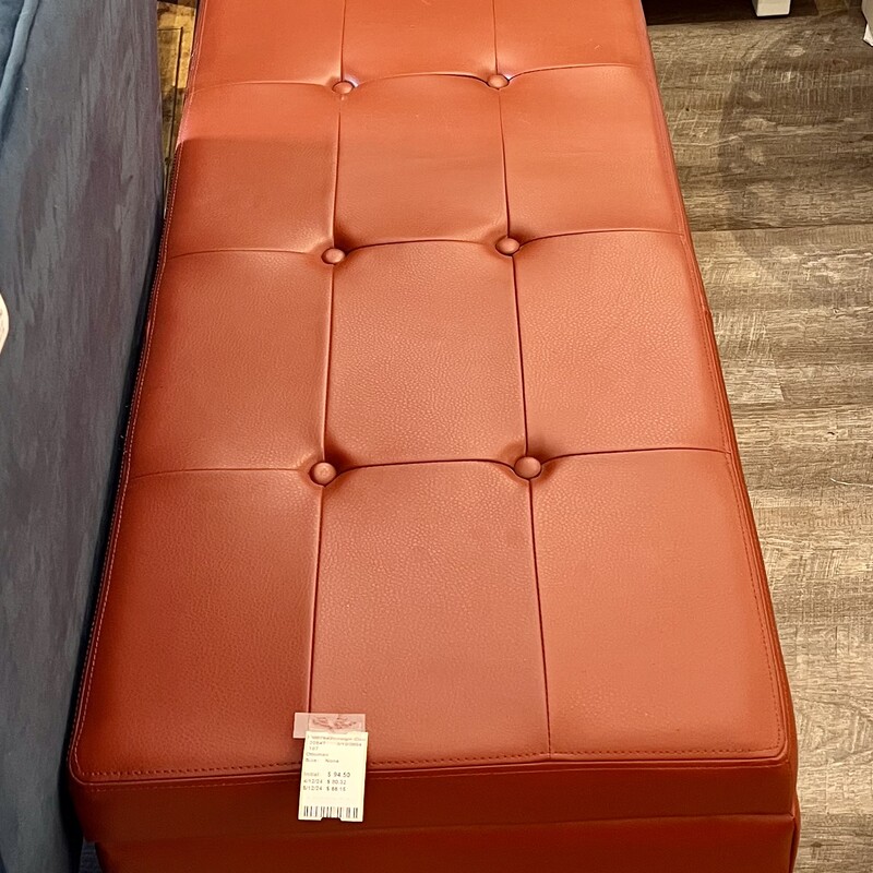 Leather Bench, Rust, Size: None