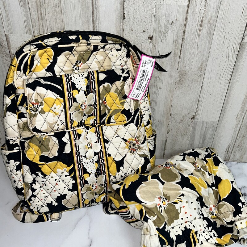 Yellow Floral Backpack W/, Yellow, Size: Purses