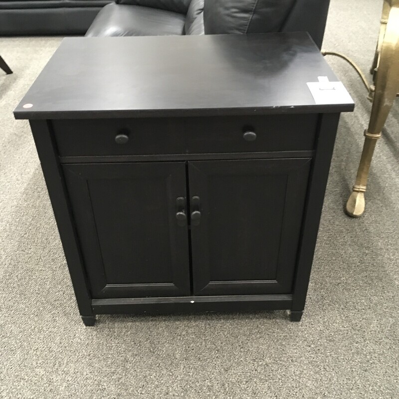 Blk End Table W/ Cabinet