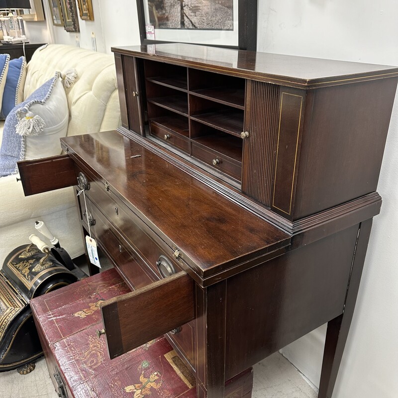 Antique Mahogany Tambour Desk<br />
Size: 35x19x42