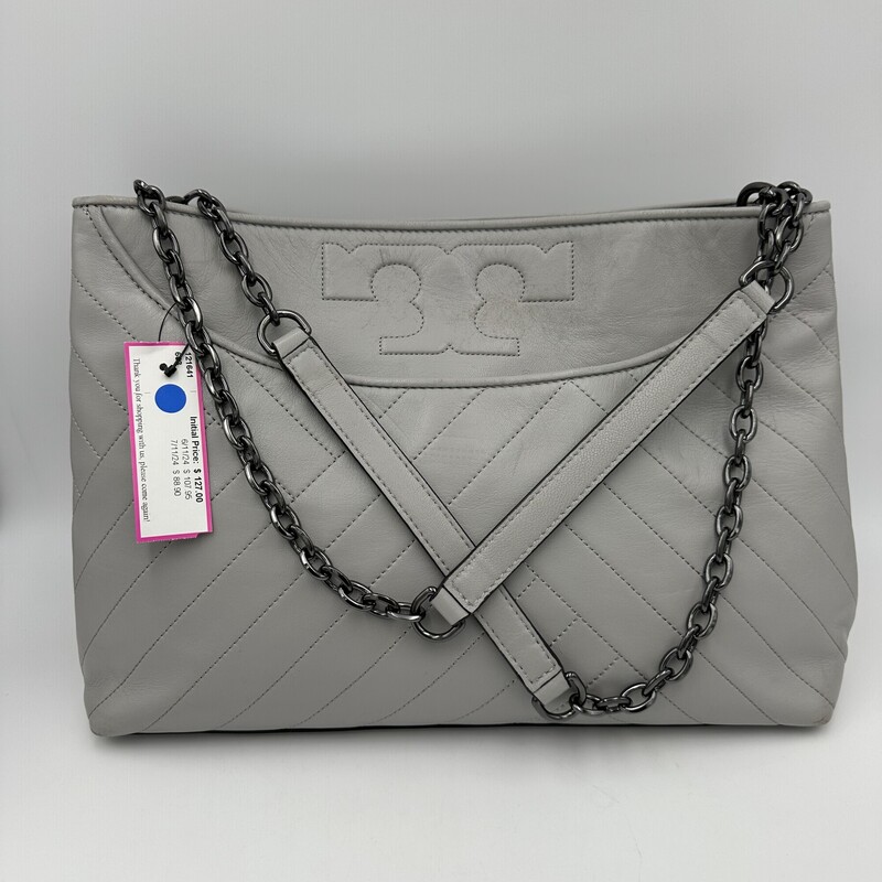 Tory Burch Leather `Alexa` Tote, Gray
Size: 15x9