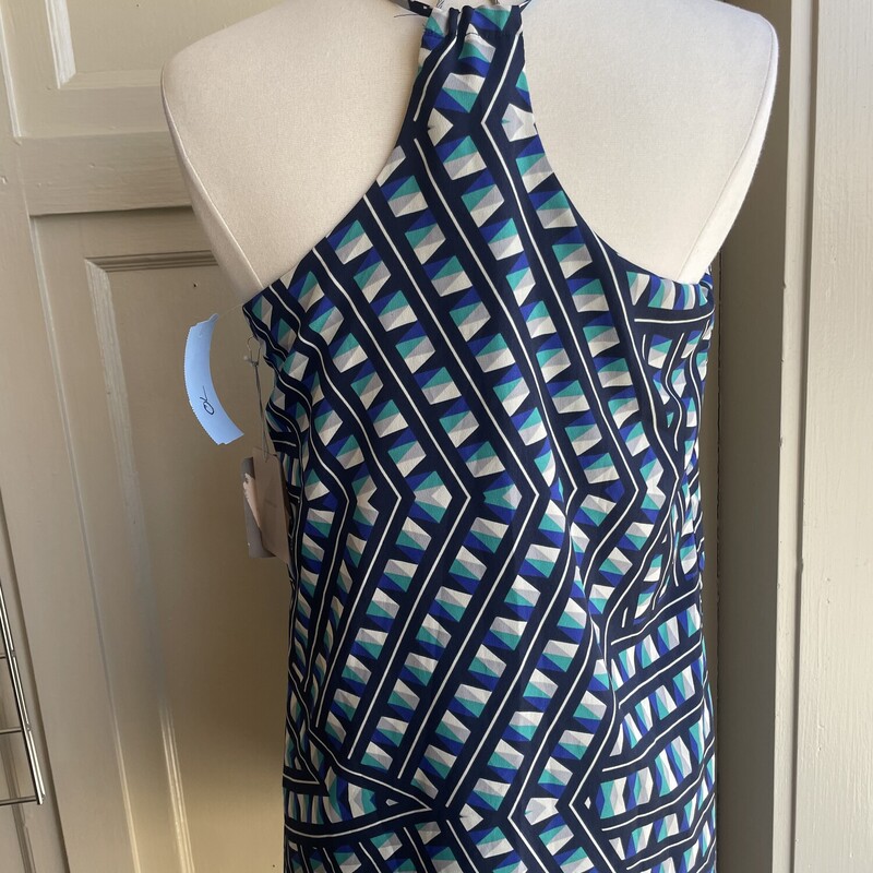 NWT Forever 21 Short Strappy Geometric Pattern Dress, Navy IvoryTeal, Size: X Small