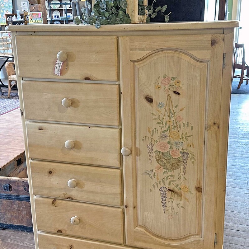 Light Wood Stenciled Armoire
40 In Wide x 18 In Deep x 55 In Tall.