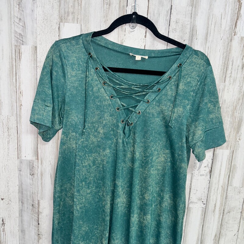 S Green Dye Lace Up Top, Green, Size: Ladies S