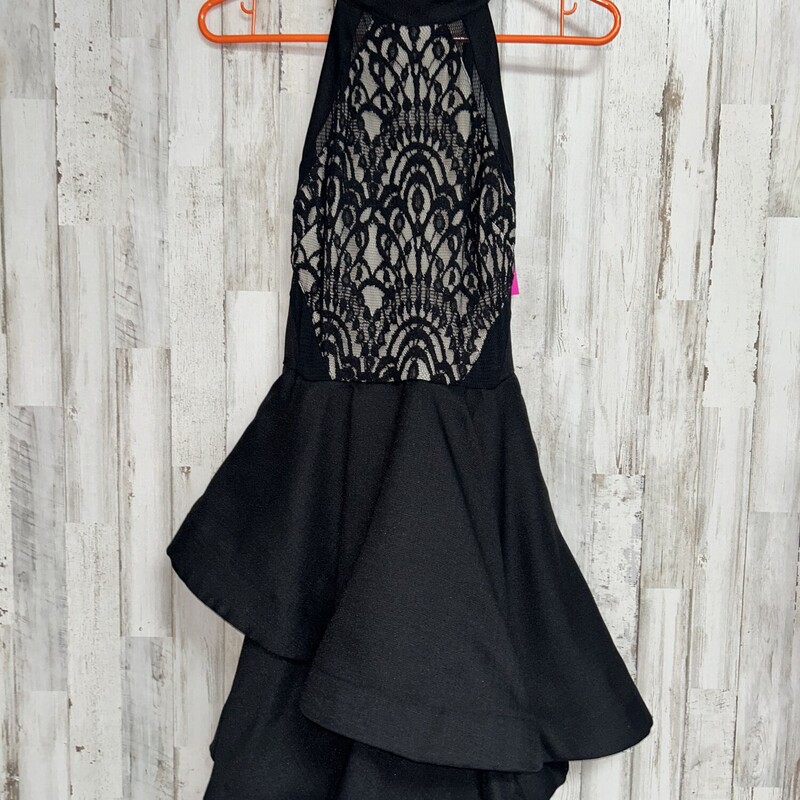 M Black Lace Ruffle Dress