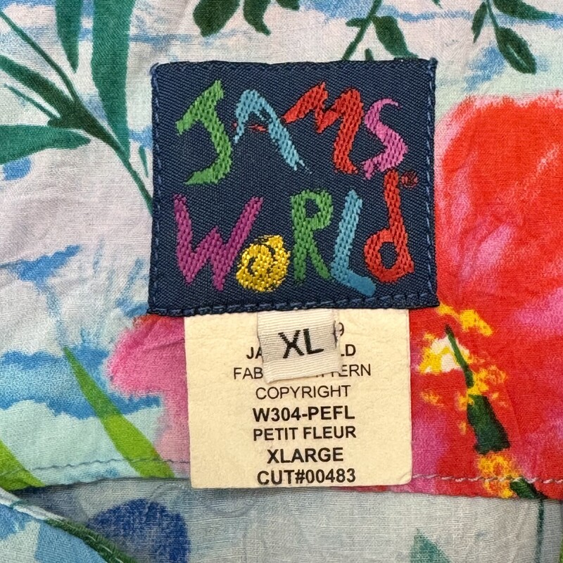 Jams World Dress<br />
Petite Fleur Design<br />
Sleeveless<br />
Aqua, Red, Blue, Pink, Green, Lime, and Lilac<br />
Size: XL