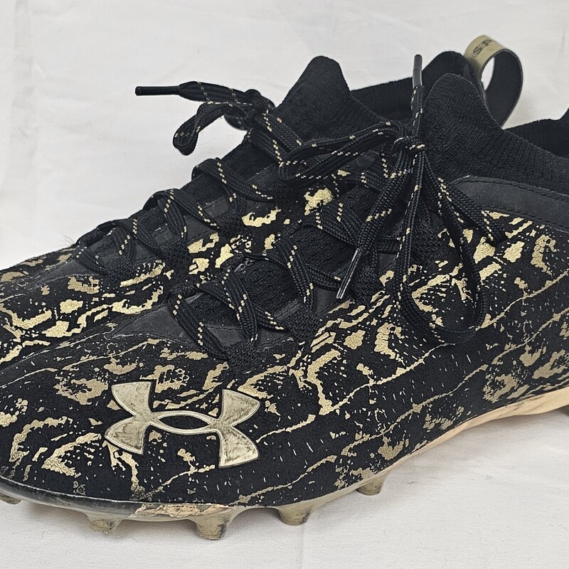 Under Armour Spotlight 2.0 Lux Football Cleats, Mens Size: 10.5, Gold & Black, pre-owned