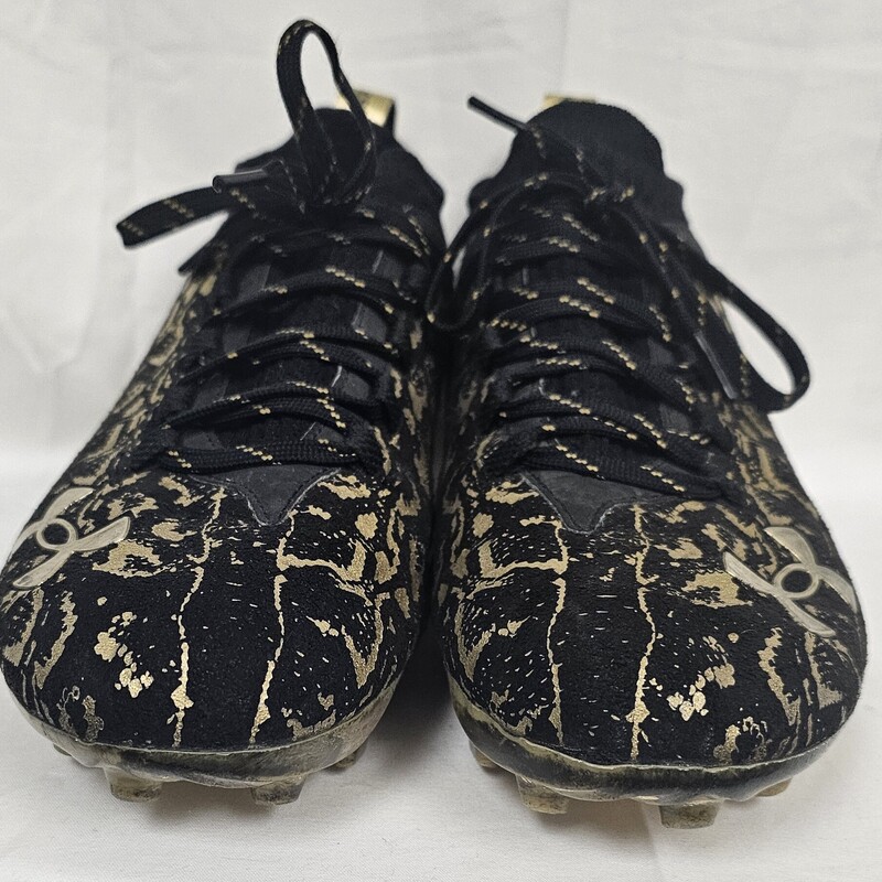 Under Armour Spotlight 2.0 Lux Football Cleats, Mens Size: 10.5, Gold & Black, pre-owned