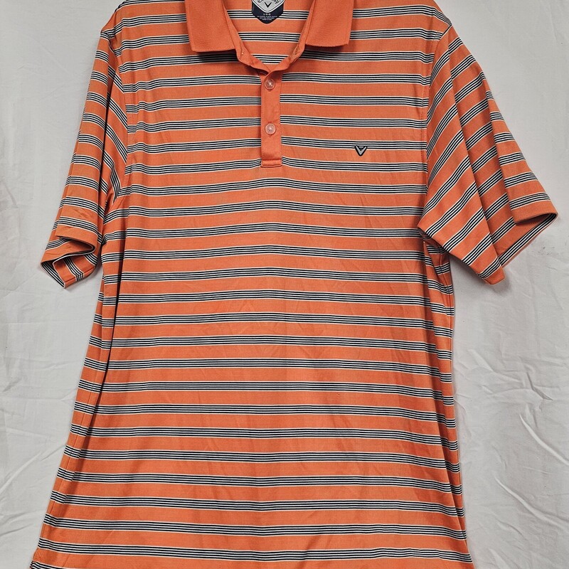 Callaway Golf Polo, Orange Stripe, Mens Size: Large, Like New