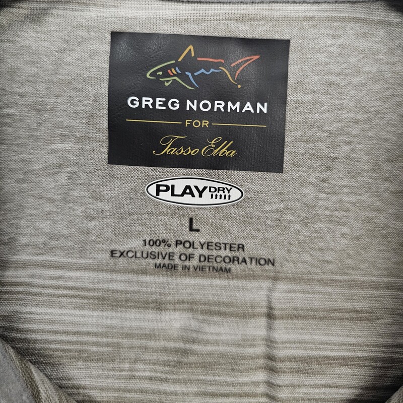 Greg Norman Play Dry Golf Polo, Gray, Mens Size: Large, Like New