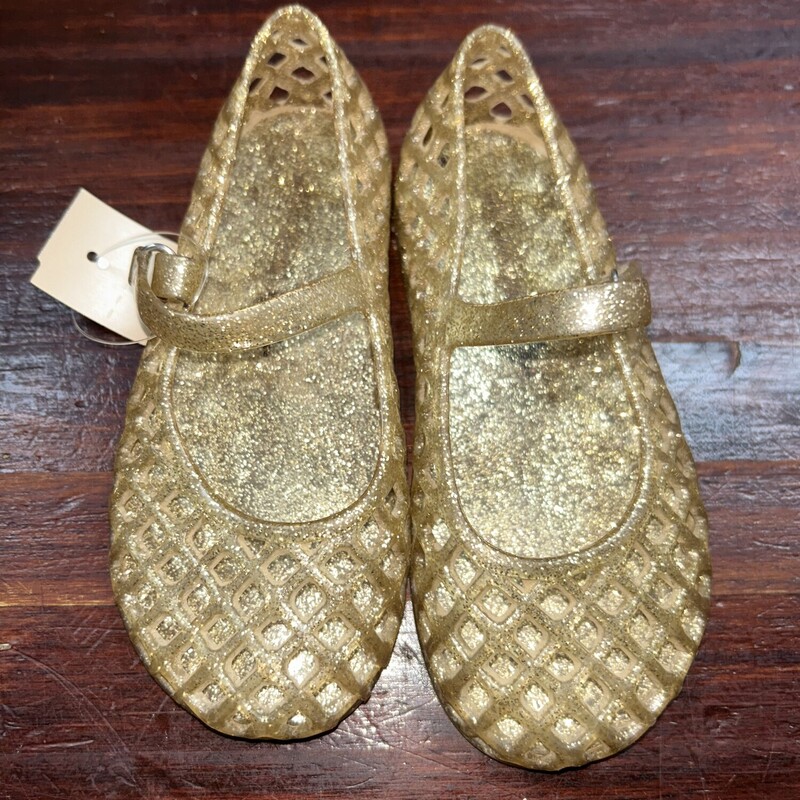 9 Gold Glitter Jelly Shoe, Gold, Size: Shoes 9