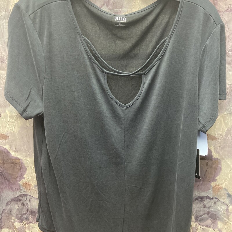 Cute charcoal grey blouse in short sleeve with lattice front. Brand new with tags and retails for $29
