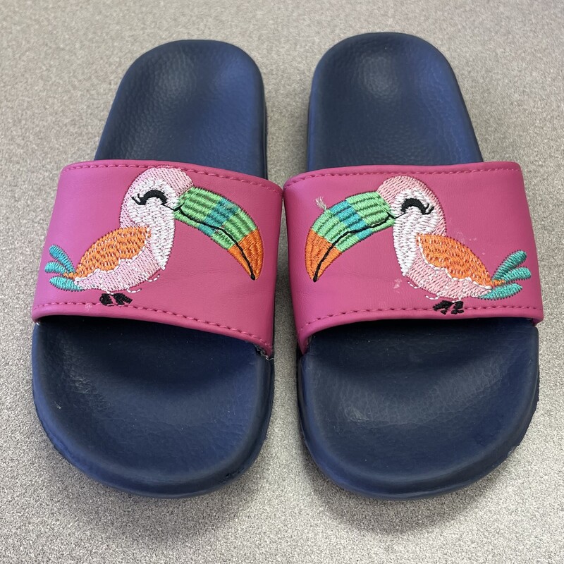 Hatley Slides, Pink/nav, Size: 11Y