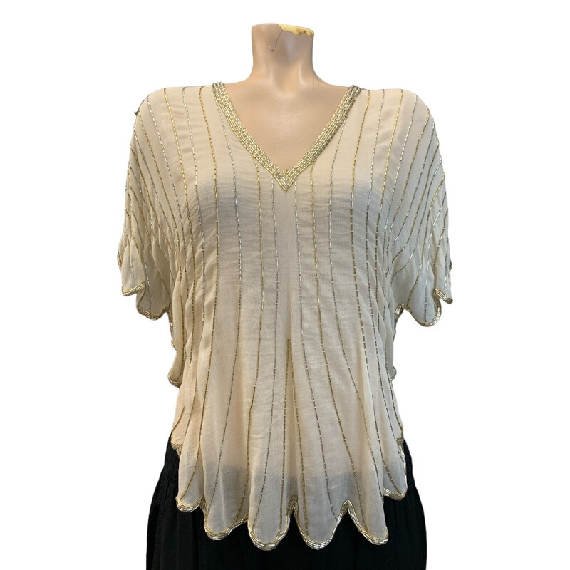 Formal Top Beads, Tan, Size: M