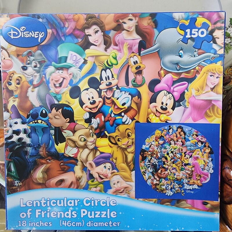 Disney Circle of Friends Puzzle, Lenticular, Size: 18 in Round  150 Pieces