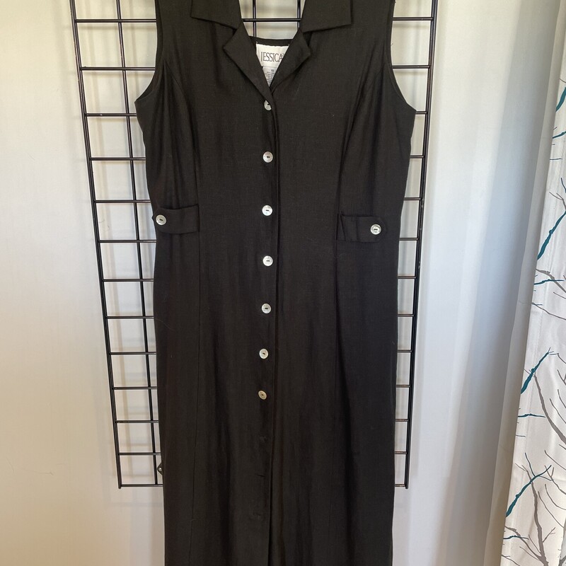 Jessica Linen/rayon Dress, Black, Size: 18